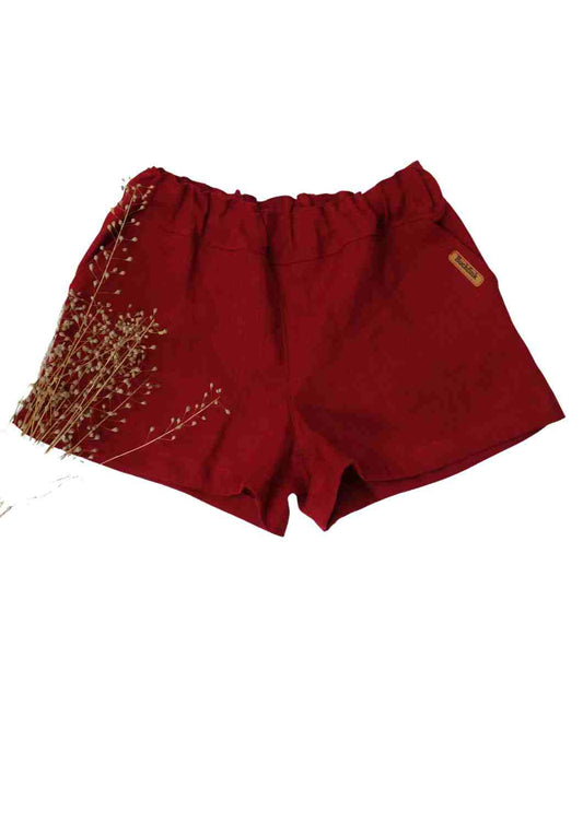 versandbereit: Leinen Shorts für Damen "Sanddorn",S, rot