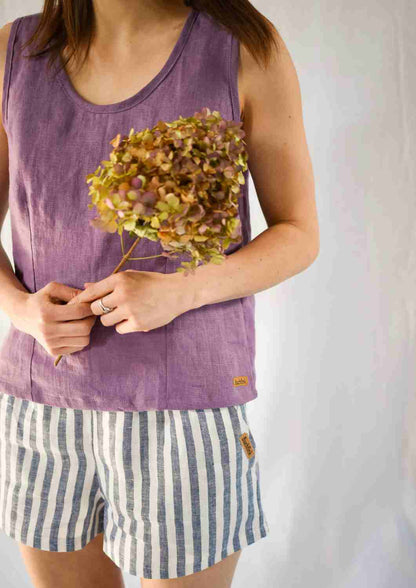 Ärmelloses Leinen Top "Aster"