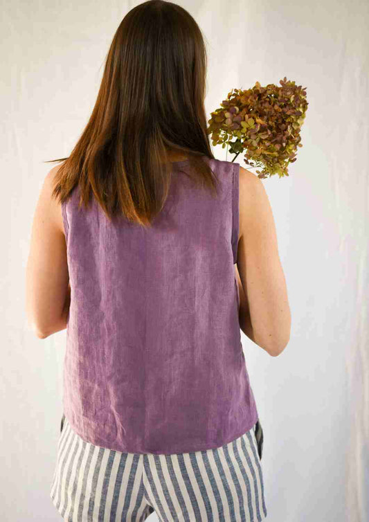 Ärmelloses Leinen Top "Aster"