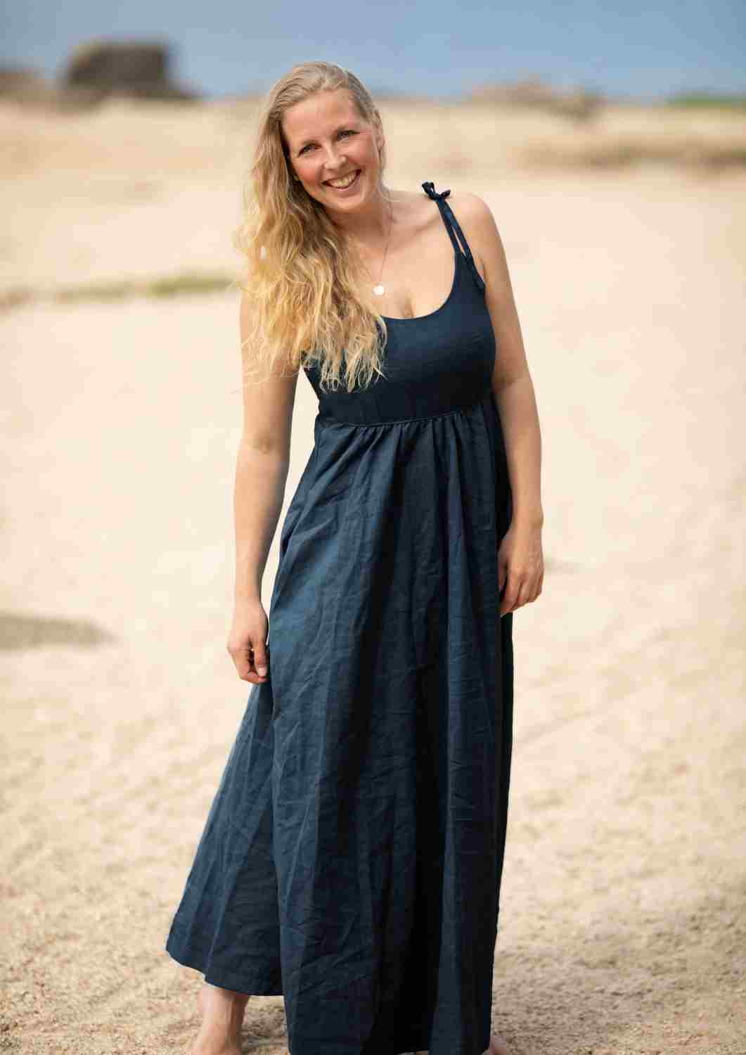 Maxikleid aus Leinen "Seerose" für Damen