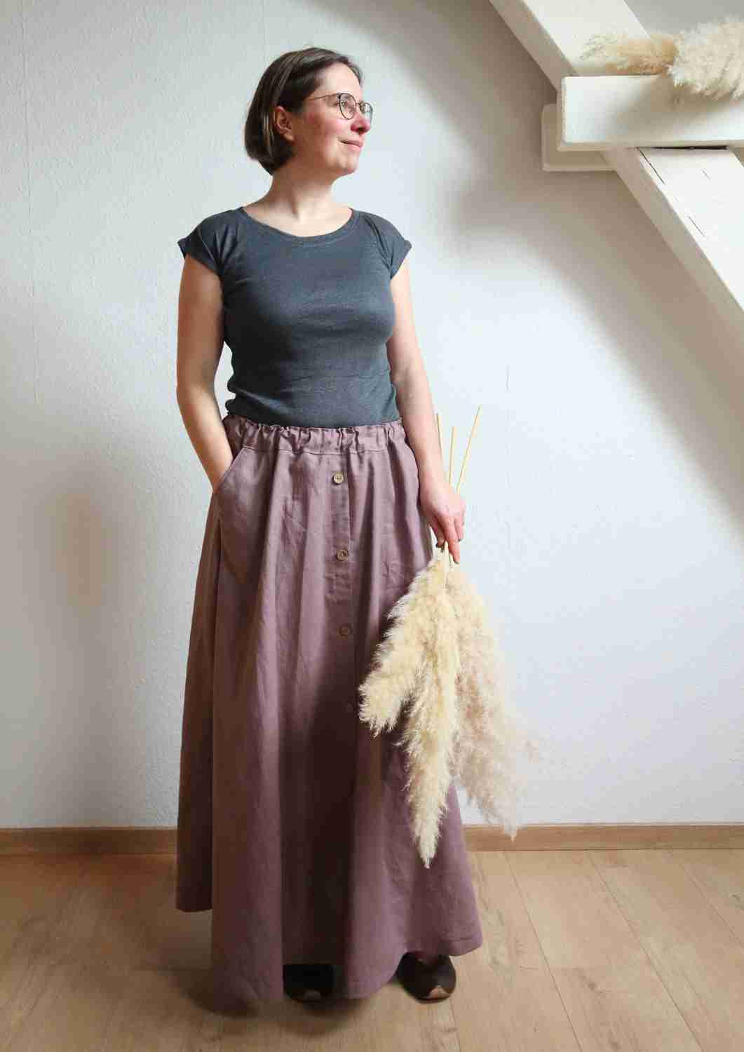 Maxirock aus Leinen für Damen "Gladiole"