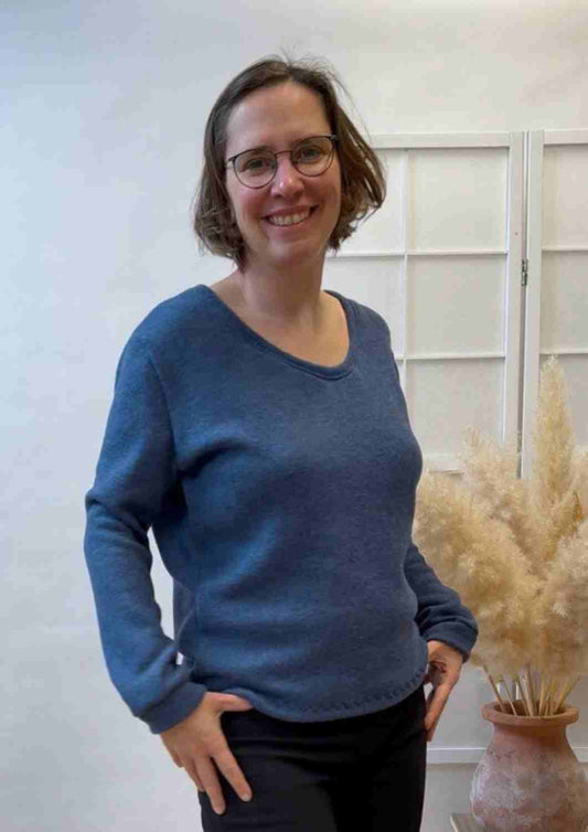 Merinopullover für Damen "Pusteblume", Rundhalsausschnitt
