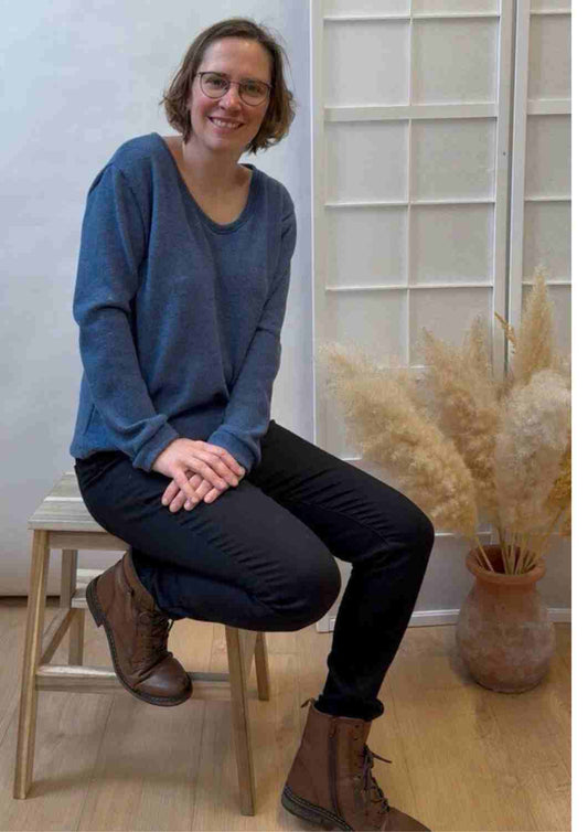 Merinopullover für Damen "Pusteblume", Rundhalsausschnitt