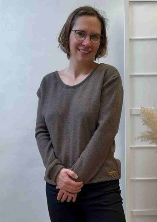 Merinopullover für Damen "Pusteblume", Rundhalsausschnitt