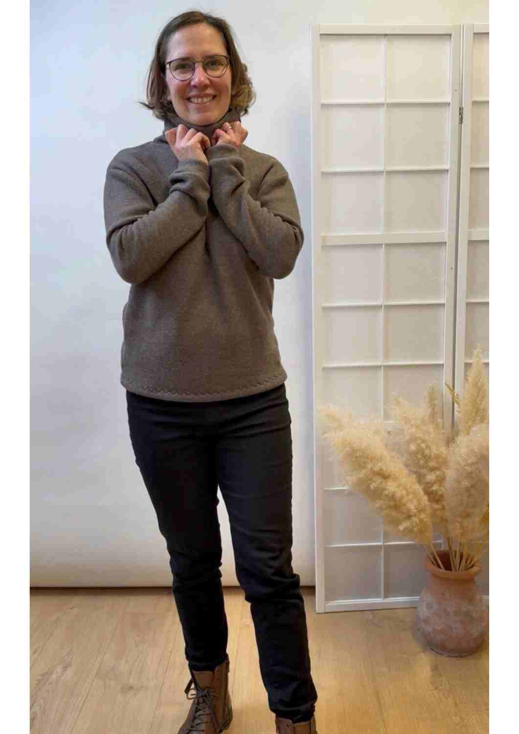 Merinopullover für Damen "Pusteblume", Rollkragen