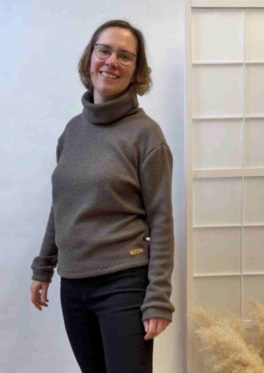 Merinopullover für Damen "Pusteblume", Rollkragen