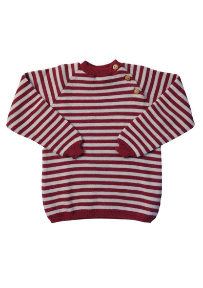 Bio-Raglanpullover aus Merinowolle, beere-natur gestreift