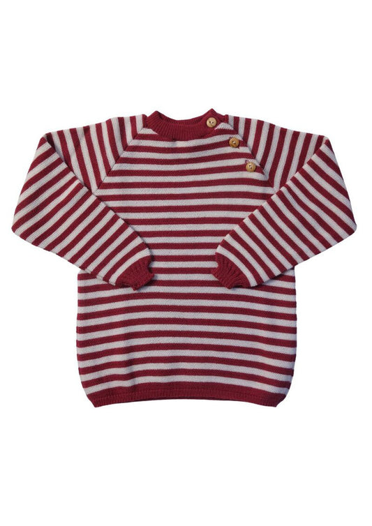 Bio-Raglanpullover aus Merinowolle, beere-natur gestreift