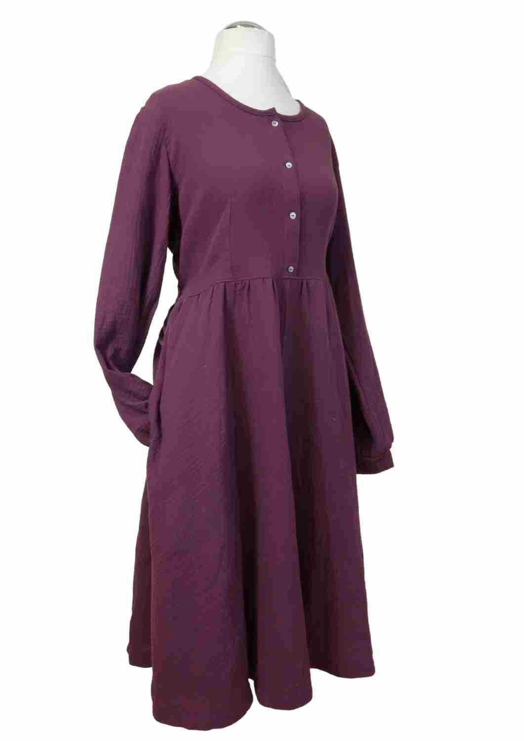 Midi Musselin Kleid Damen "Cosmea", lange Ärmel