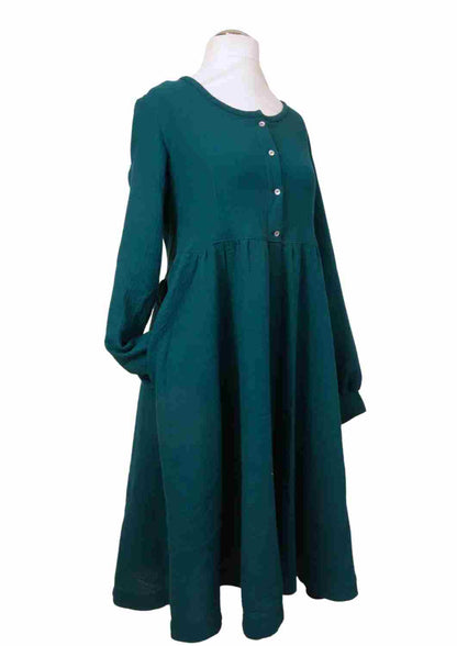 Midi Musselin Kleid Damen "Cosmea", lange Ärmel