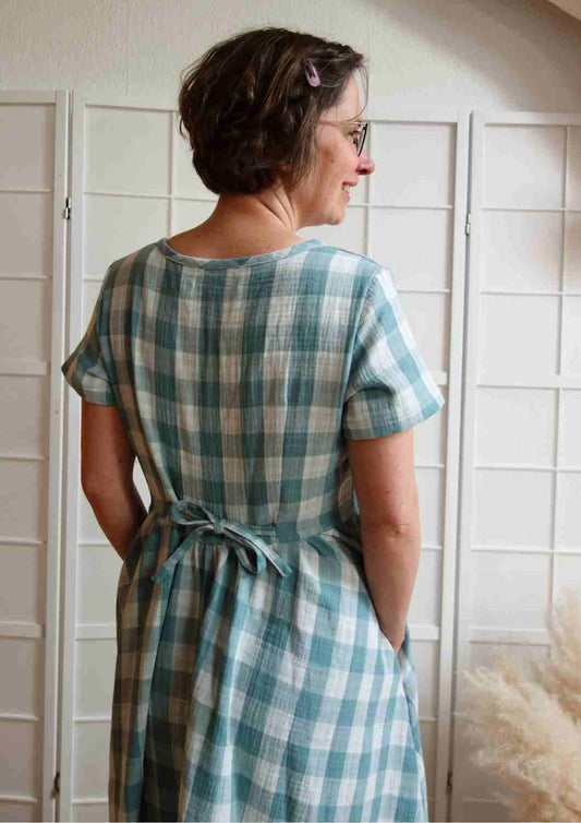 Midi Musselin Kleid Damen "Cosmea", kurze Ärmel