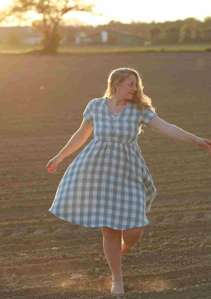 Midi Musselin Kleid Damen "Cosmea", kurze Ärmel