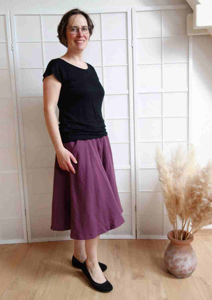 Midi Musselinrock "Chrysantheme" für Damen, Bio-Baumwolle