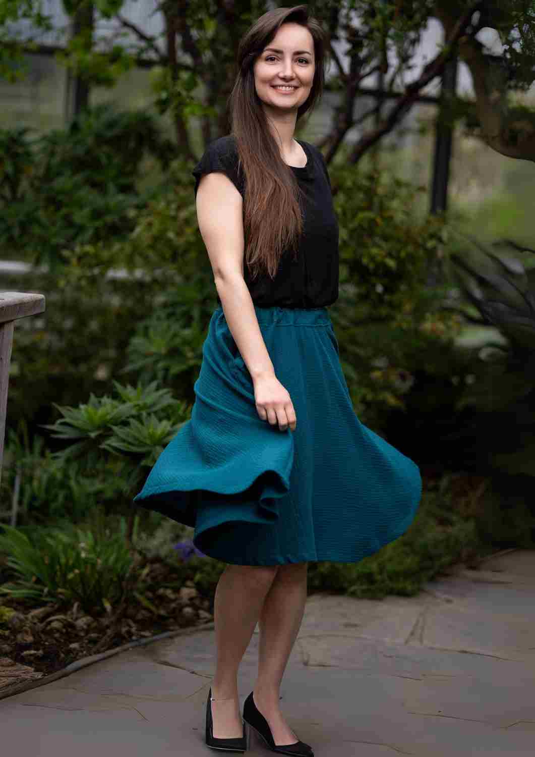 Midi Musselinrock "Chrysantheme" für Damen, Bio-Baumwolle