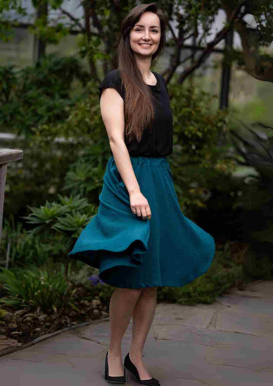 Midi Musselinrock "Chrysantheme" für Damen, Bio-Baumwolle