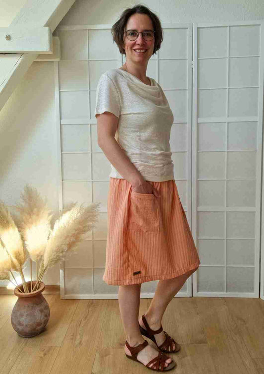 Musselinrock in Midi-Länge mit Tasche