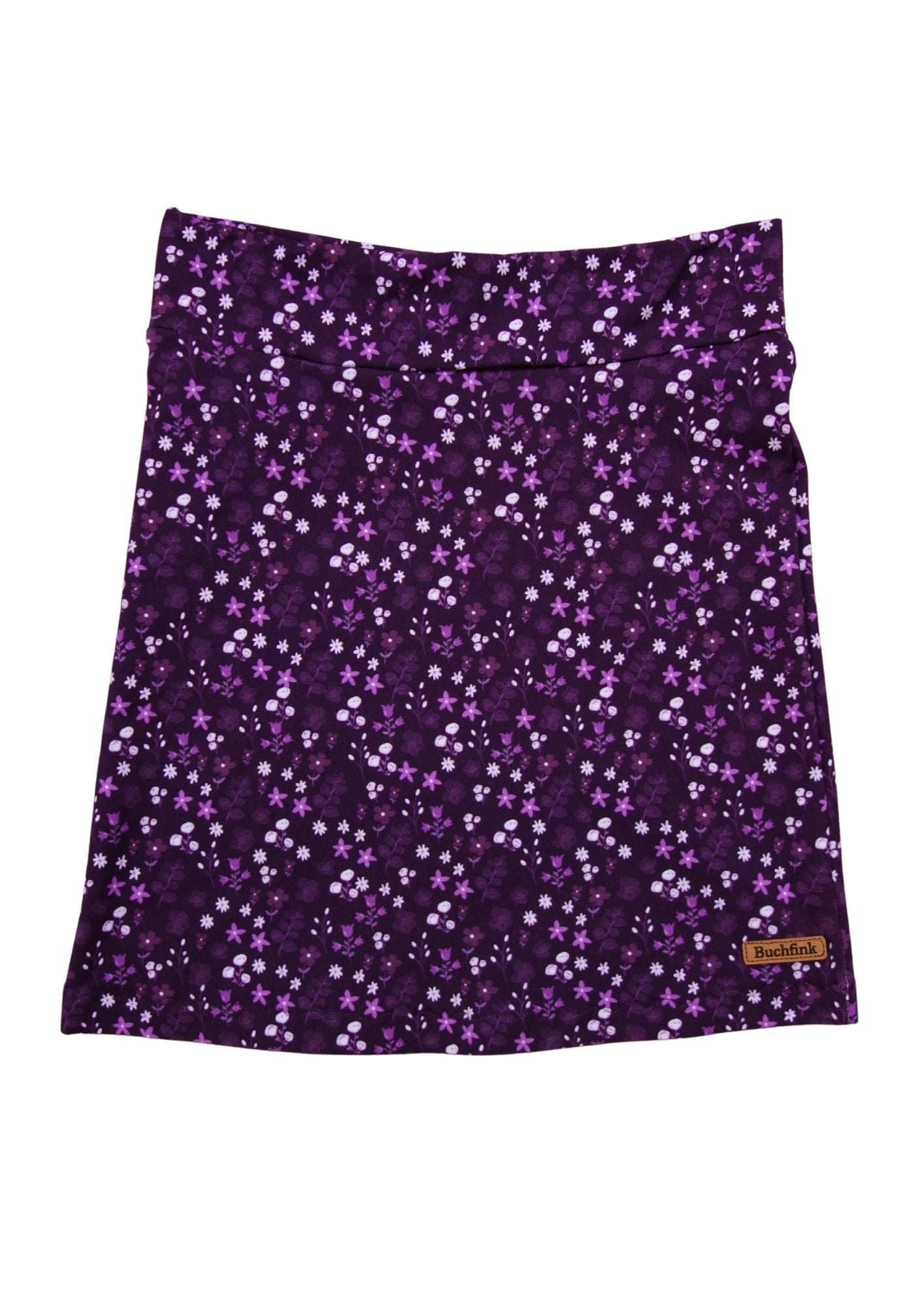 Versandbereit: Mini Rock aus Jersey für Damen "Fingerhut", Lila Blumen, Größe S, XL