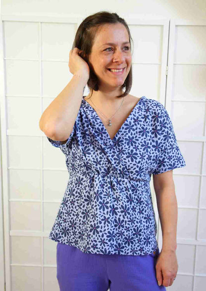 Musselinbluse "Maiglöckchen" mit weiten Kimonoärmeln