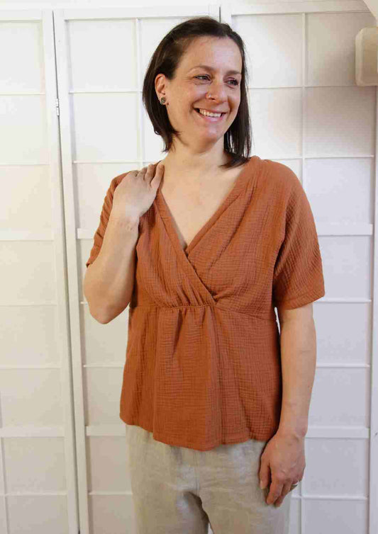 Musselinbluse "Maiglöckchen" mit weiten Kimonoärmeln