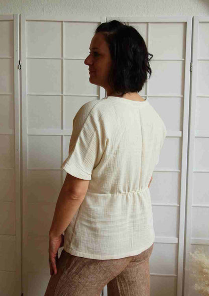 Musselinbluse "Maiglöckchen" mit weiten Kimonoärmeln