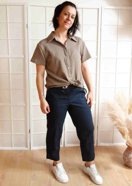 Musselin Bluse Oversize, kurze Ärmel, für Damen, Bio-Baumwolle