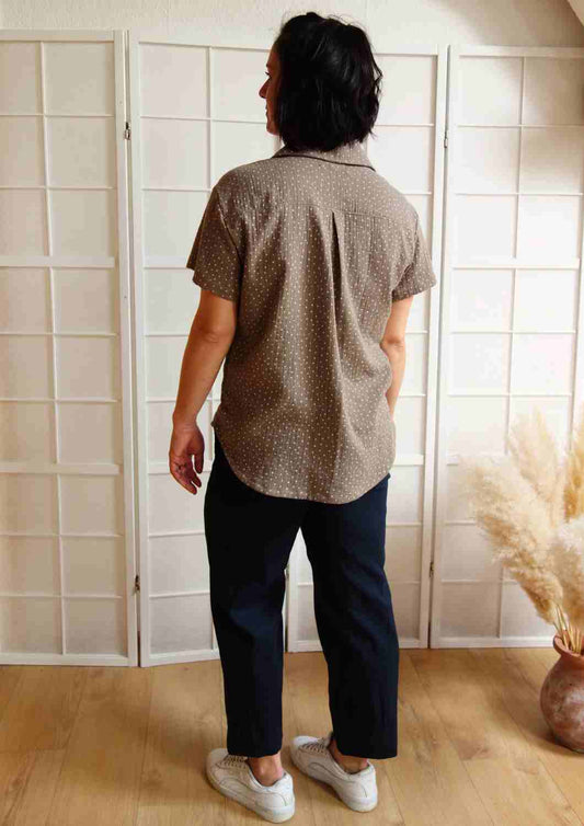 Musselin Bluse Oversize, kurze Ärmel, für Damen, Bio-Baumwolle