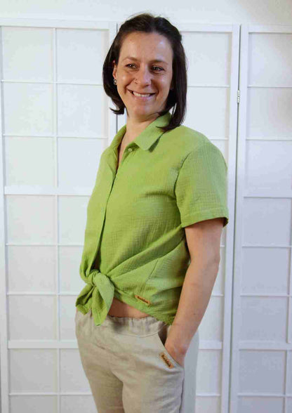 Musselin Bluse Oversize, kurze Ärmel, für Damen, Bio-Baumwolle