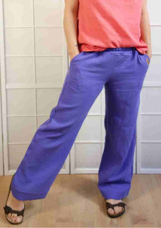 versandbereit: Culotte aus Musselin für Damen "Eibe", S, M, L, staublavendel, -5cm Länge