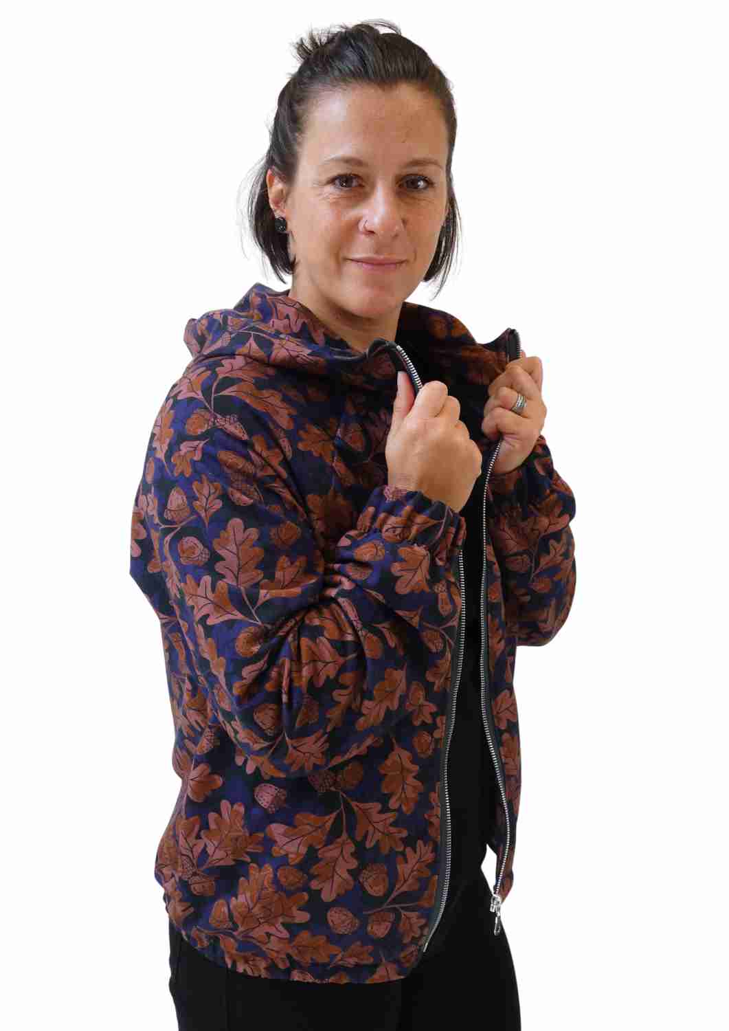 Oversize Bomberjacke für Damen, Eichenblätter