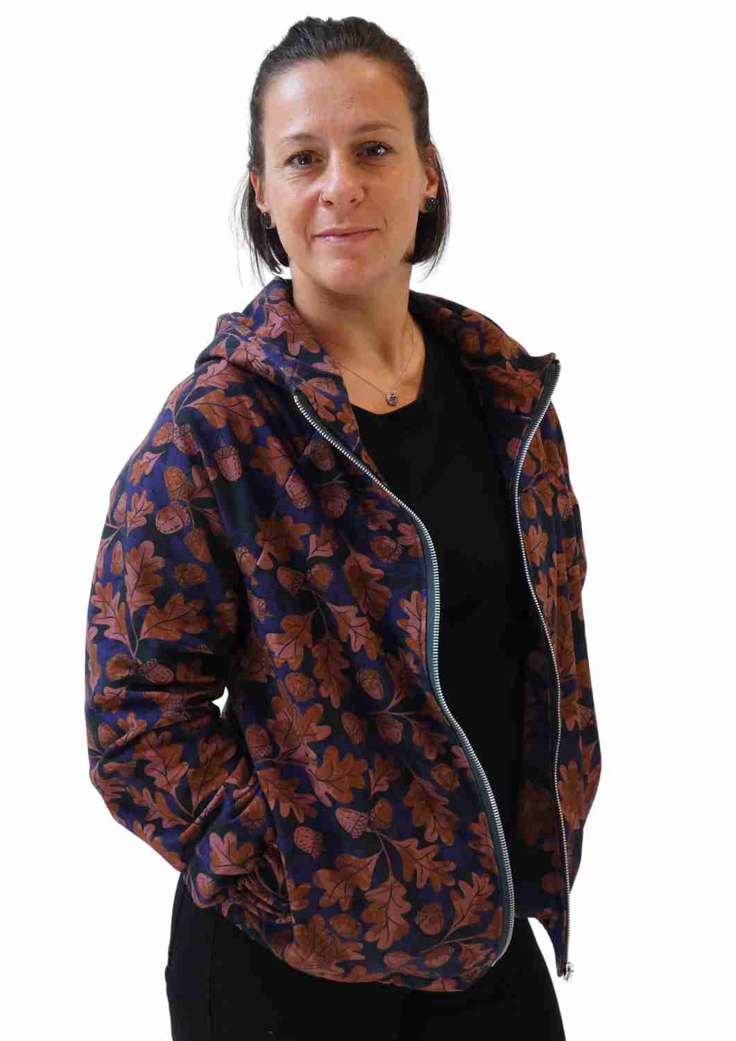 Oversize Bomberjacke für Damen, Eichenblätter