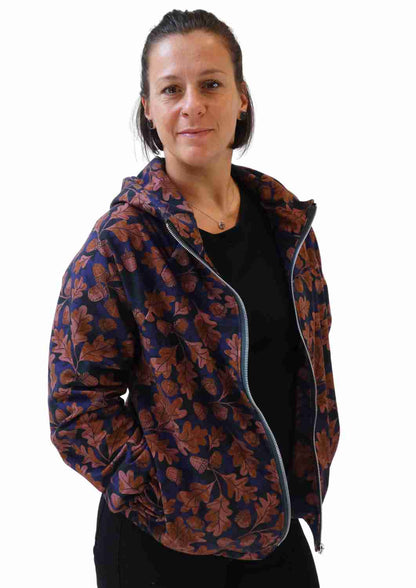 Oversize Bomberjacke für Damen, Eichenblätter