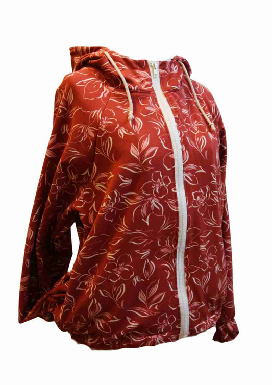 Oversize Bomberjacke für Damen, rote Blüten