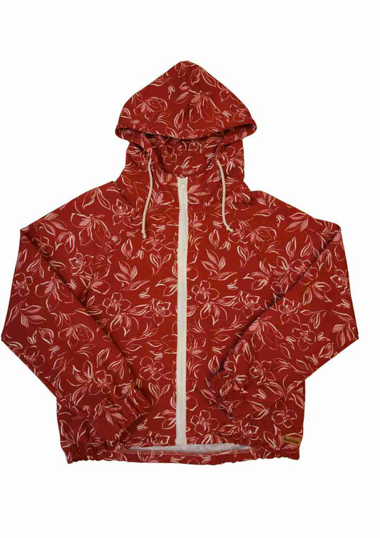 Oversize Bomberjacke für Damen, rote Blüten