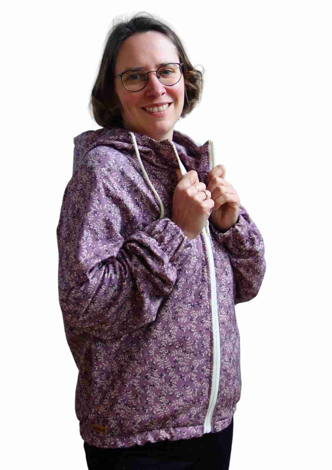 Oversize Bomberjacke für Damen, staublila Ranken