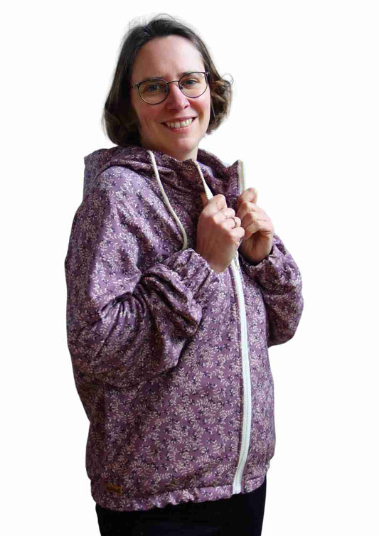 Oversize Bomberjacke für Damen, staublila Ranken