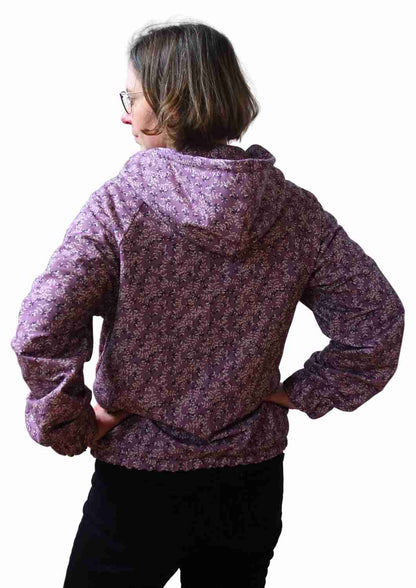 Oversize Bomberjacke für Damen, staublila Ranken