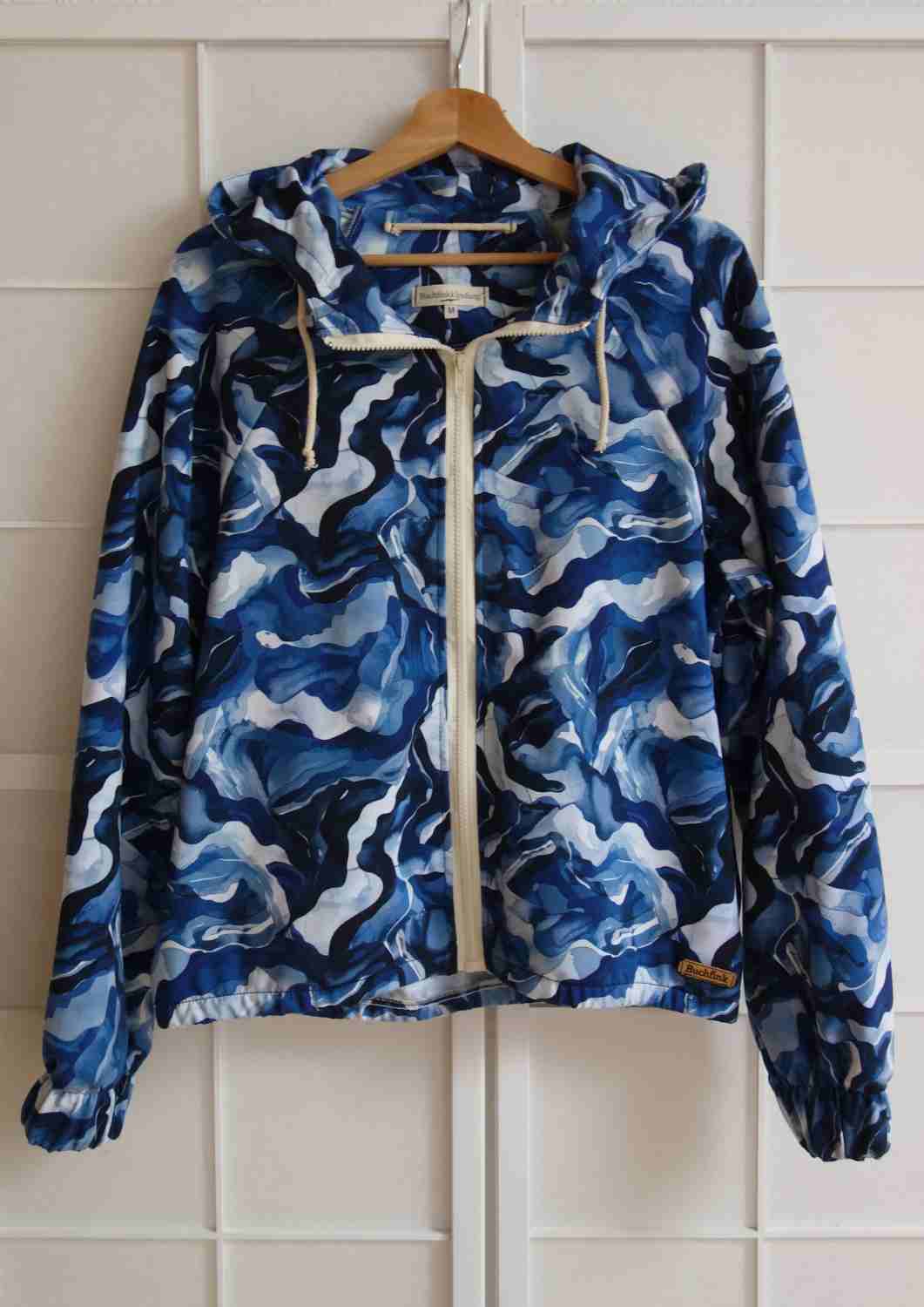 Oversize Bomberjacke für Damen, Wellen blau