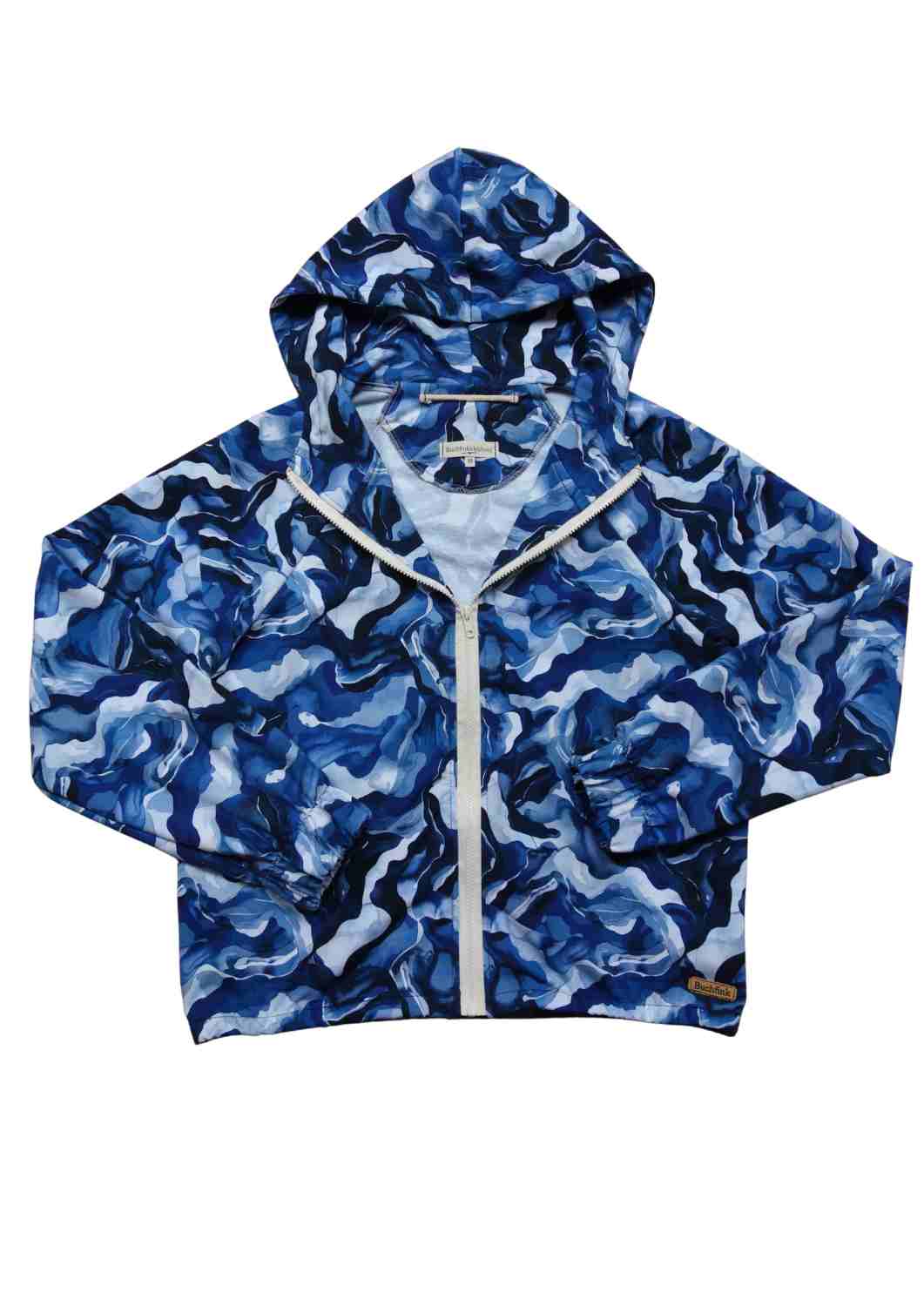 Oversize Bomberjacke für Damen, Wellen blau