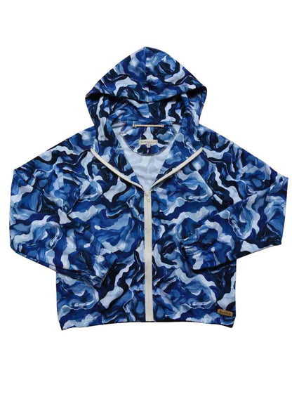 Oversize Bomberjacke für Damen, Wellen blau