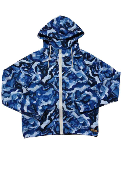 Oversize Bomberjacke für Damen, Wellen blau