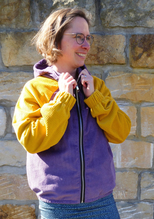 Oversize Cordjacke für Damen, Colour-Block