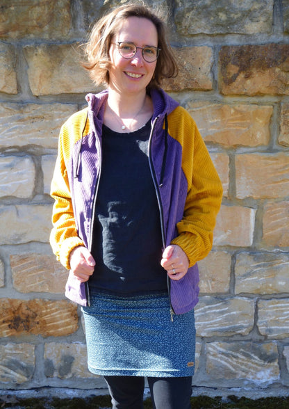 Oversize Cordjacke für Damen, Colour-Block