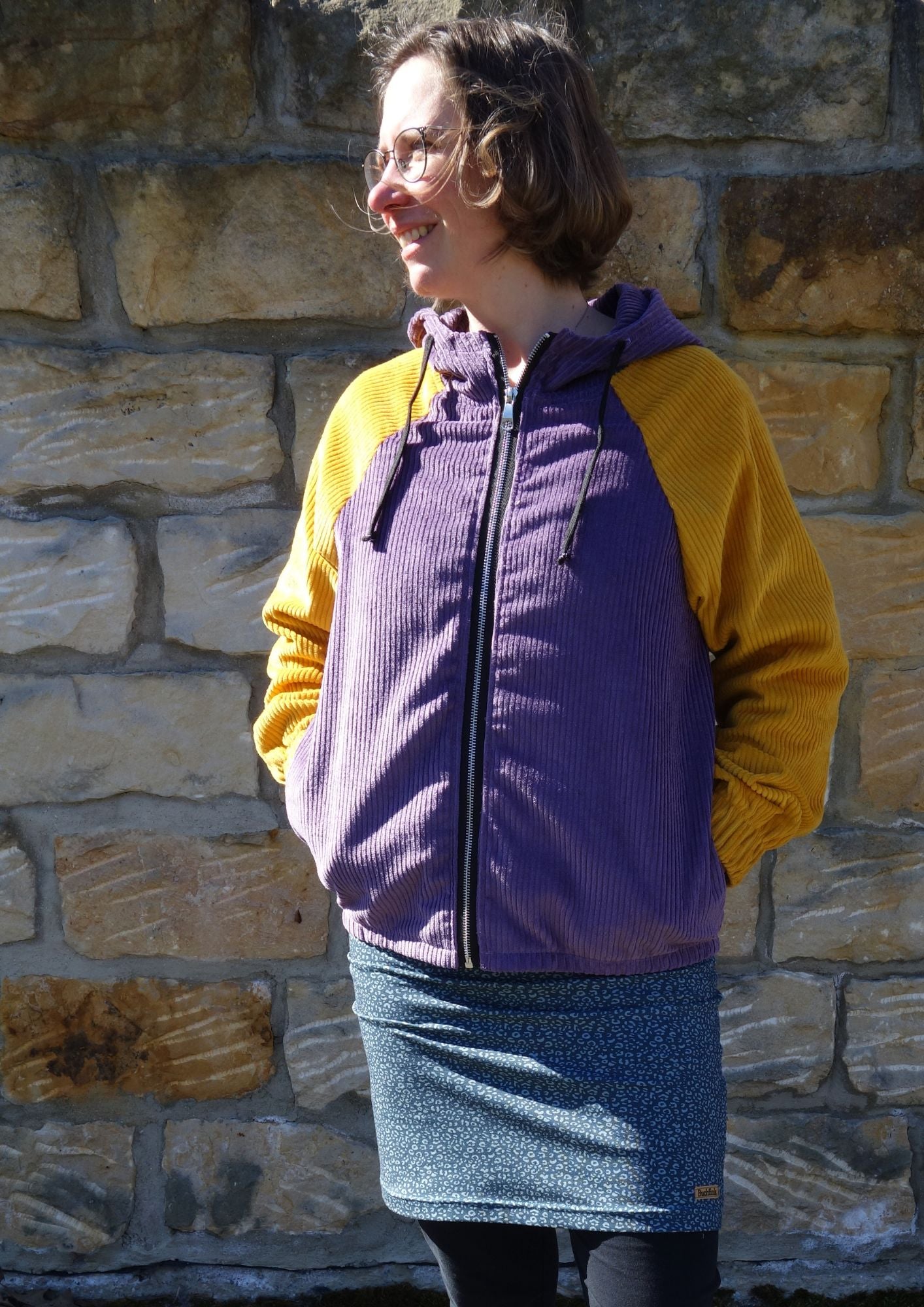 Oversize Cordjacke für Damen, Colour-Block