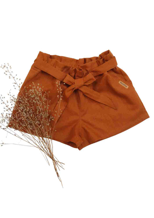 Paperbag Shorts aus Leinen "Sanddorn"