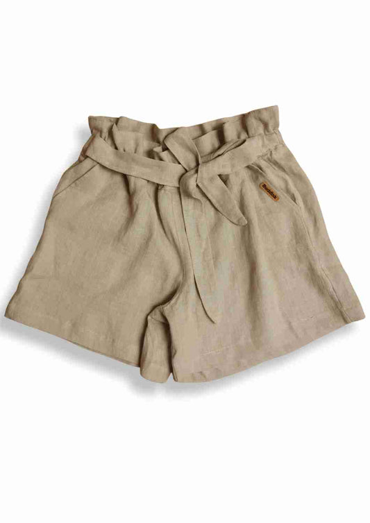 versandbereit: Paperbag Shorts aus Leinen "Sanddorn", S, M, L, XL, natur