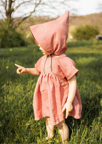 Pixie Mütze aus Leinen „Veilchen“ – leichte Sommermütze für Kinder