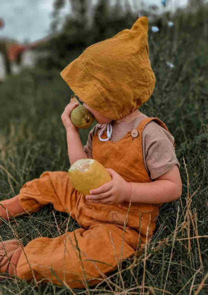 Pixie Mütze aus Leinen „Veilchen“ – leichte Sommermütze für Kinder