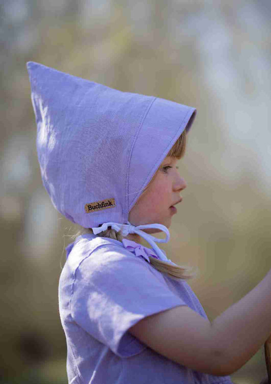Pixie Mütze aus Leinen „Veilchen“ – leichte Sommermütze für Kinder