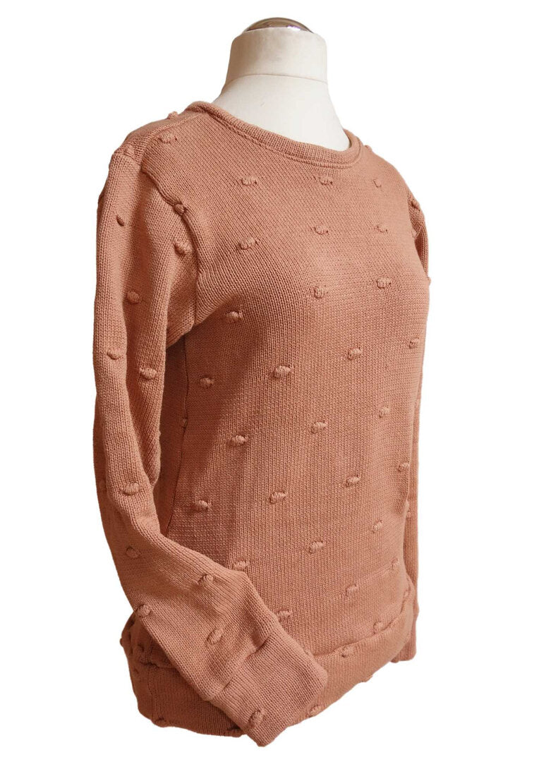 Strickpullover mit Bubblestruktur, korallenblüte, Baumwolle