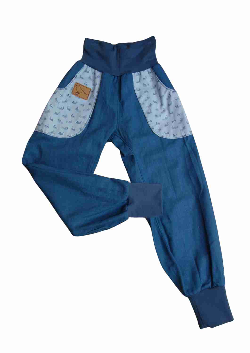 versandbereit, Pumphose aus Leinen "Kastanie" 110/116, jeansblau